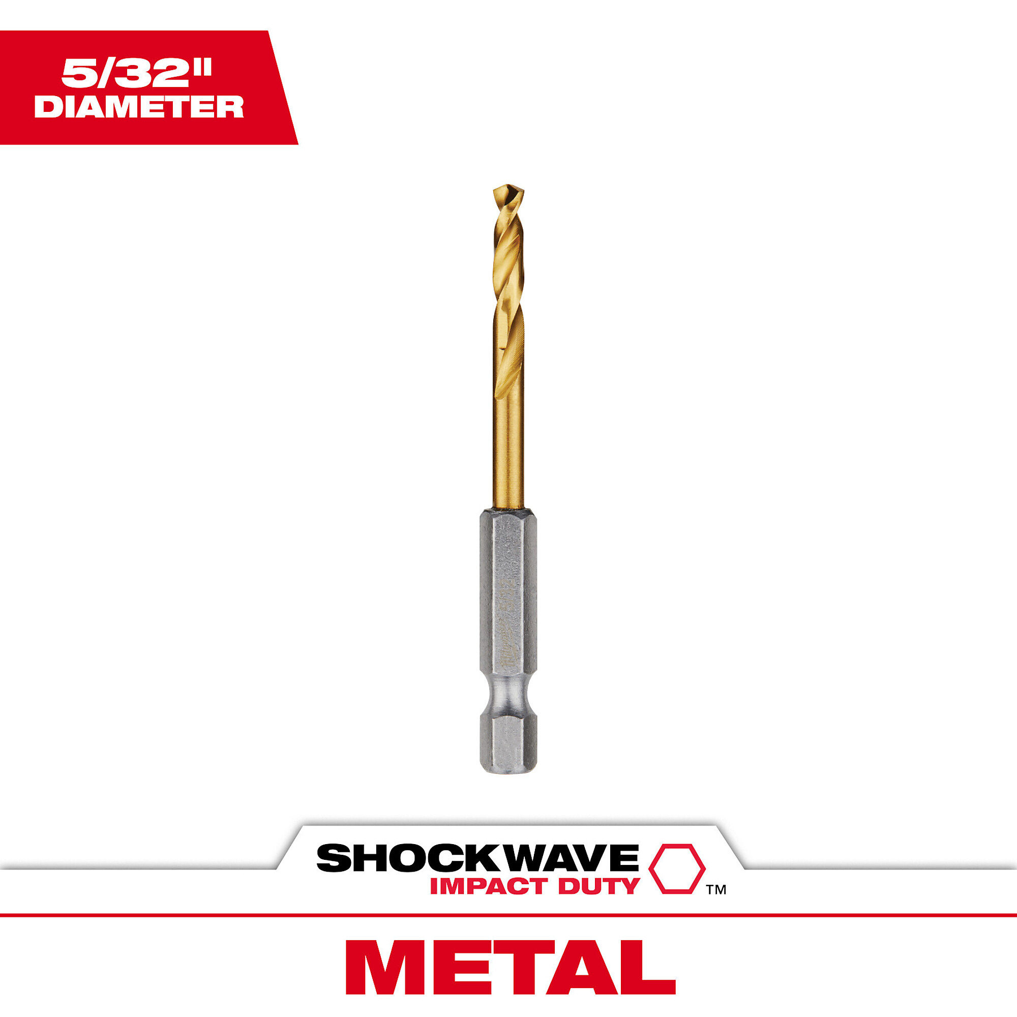 Milwaukee Shockwave Impact Duty Titanium Drill Bit, 5/32in. Dia., Model# 48-89-4607